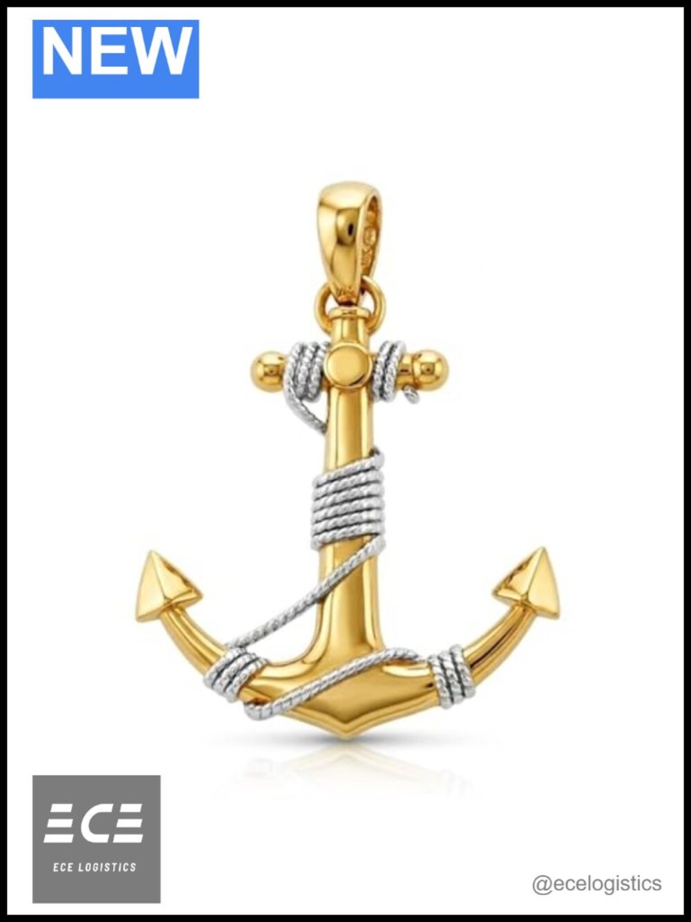 10 Karat Solid Gold Anchor Pendant Nautical Charm for Necklace
